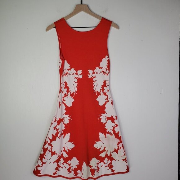 Yoana Baraschi Petaluma Fit & Flare Floral Sweater Dress S Red Orange Ivory - Picture 9 of 12